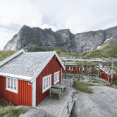 Reine Rorbuer, view from superior cabin. 